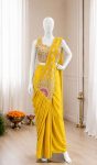 TRENDING CREPE SILK EMBROIDEY SEQUENCE MULTI THREAD WORK READY TO WEAR SAREE CASUAL WEAR WHOLESALE PRICE ETHNIC GARMENT (25)