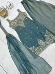 TRENDING FENDY SILK EMBROIDERY SEQUENCE DORI AND JARI WORK TOP PALAZZO WITH DUPATTA WEDDING WEAR WHOLESALE PRICE ETHNIC GARMENT (2)