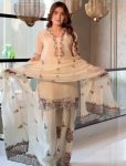 TRENDING FENDY SILK EMBROIDERY SEQUENCE WITH FANCY DIAMOND HAND WORK TOP PATIYALA WITH DUPATTA OFF WHITE
