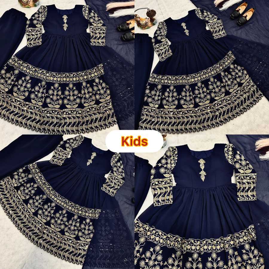 TRENDING GEORGETTE EMBROIDERY SEQUENCE WORK MOTHER DAUGHTER SET FESTIVE WEAR WHOLESALE PRICE ETHNIC GARMENT (13)