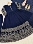 TRENDING GEORGETTE EMBROIDERY SEQUENCE WORK MOTHER DAUGHTER SET FESTIVE WEAR WHOLESALE PRICE ETHNIC GARMENT (4)