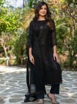 TRENDING GEORGETTE EMBROIDERY WORK TOP BOTTOM WITH DUPATTA BLACK