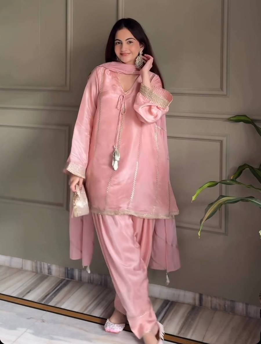 TRENDING GMY SILK READYMADE FANCY LACE WORK TOP PATIYALA WITH DUPATTA FESTIVE WEAR WHOLESALE PRICE ETHNIC GARMENT (2)