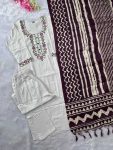 TRENDING KHADI COTTON EMBROIDERY WORK TOP BOTTOM WITH DUPATTA OFFICE WEAR WHOLESALE PRICE ETHNIC GARMENT (2)