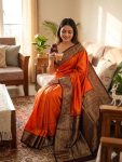 TRENDING LICHI SILK WEAVING WORK SAREE WITH UNSTITCHED BLOUSE FESTIVE WEAR WHOLESALE PRICE ETHNIC GARMENT (7)