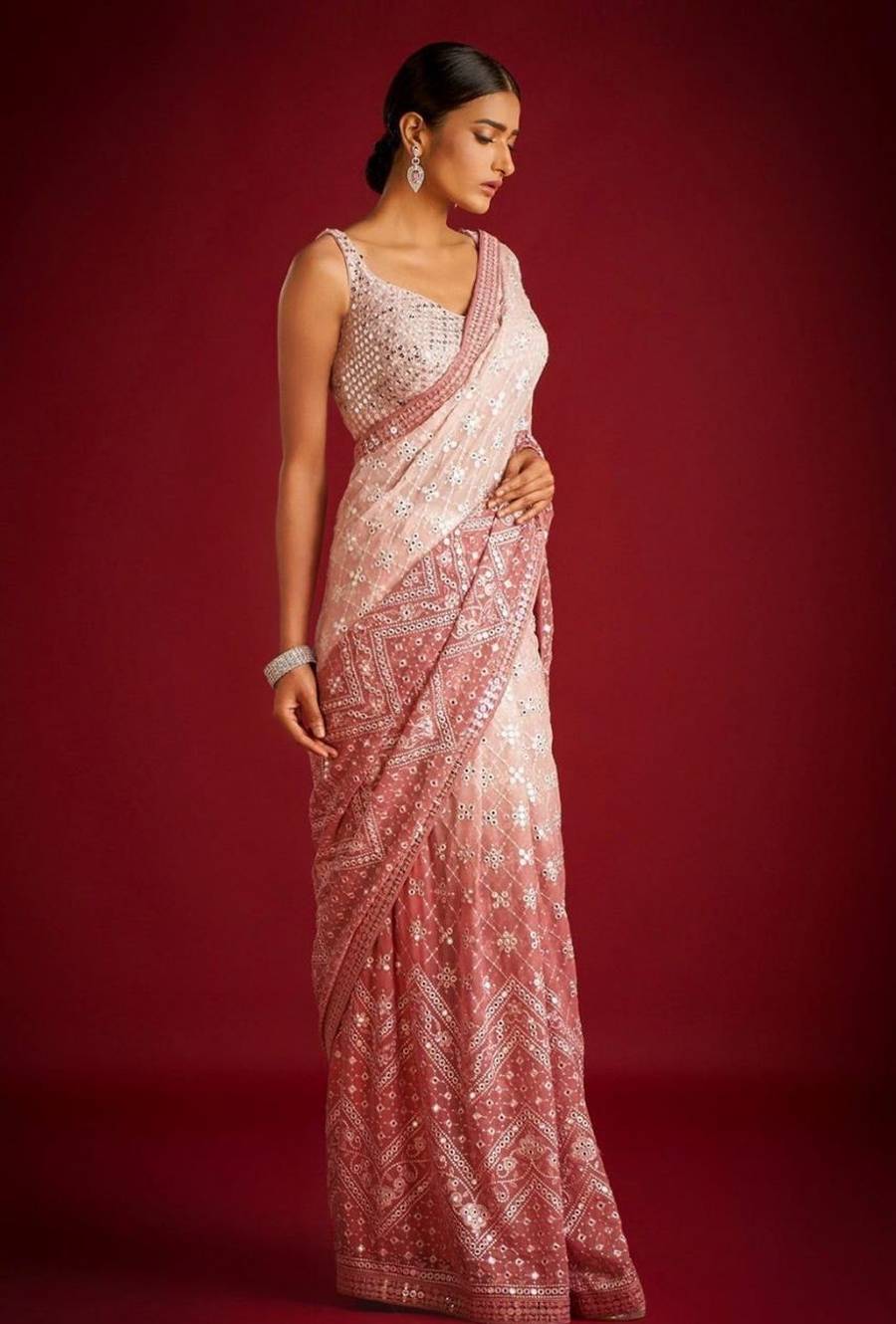 TRENDING PADDING GEORGETTE SEQUENCE EMBROIDERY WORK SAREE WITH UNSTITCHED BLOUSE WEDDING WEAR WHOLESALE PRICE ETHNIC GARMENT (4)