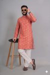 TRENDING RAYON DIGITAL WORK KURTA PAYJAMA ORANGE