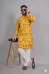 TRENDING RAYON DIGITAL WORK KURTA PAYJAMA YELLOW