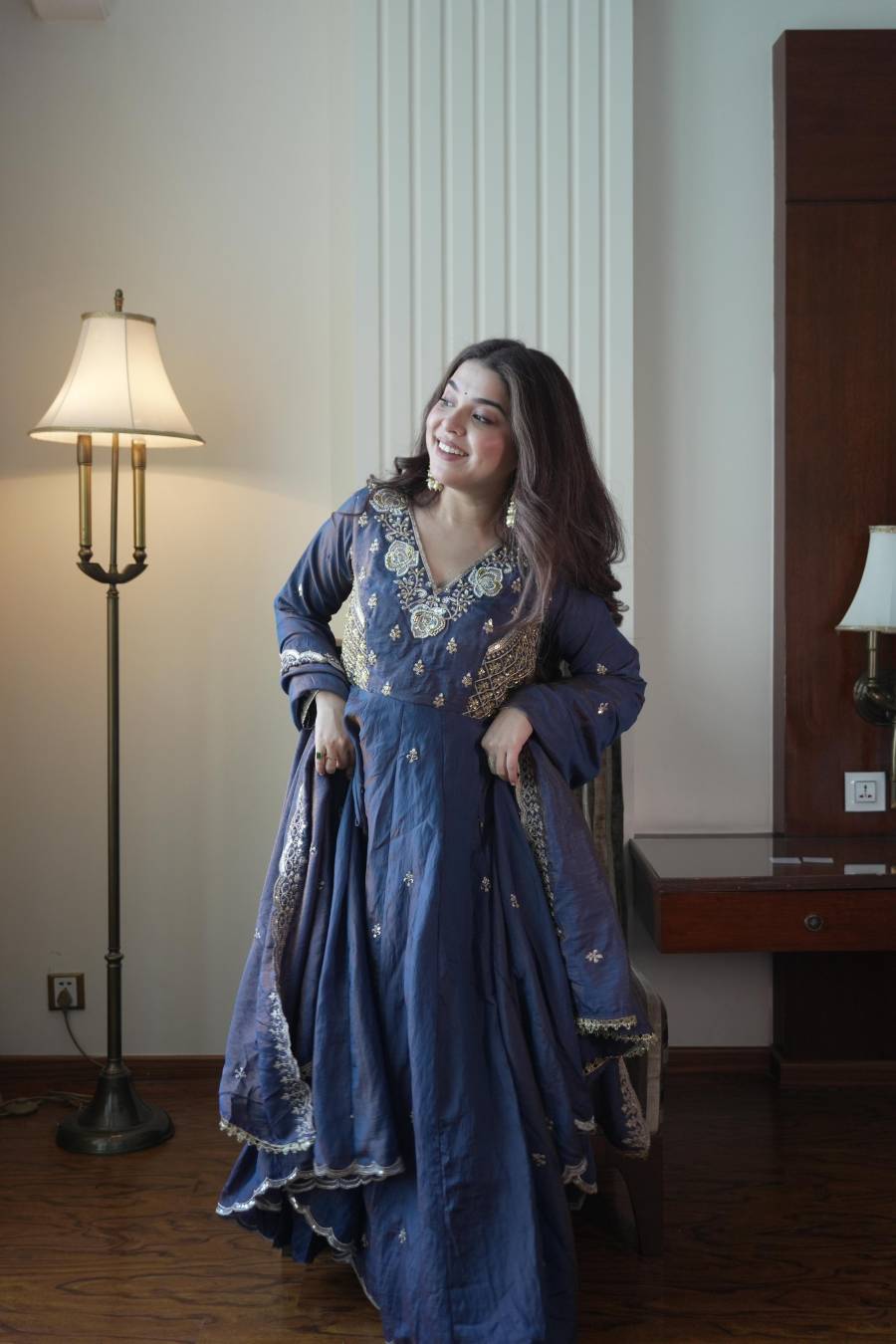 TRENDING VICHITRA BEADS SEQUENCE EMBROIDERY WORK GOWN BOTTOM WITH DUPATTA WEDDING WEAR WHOLESALE PRICE ETHNIC GARMENT (5)
