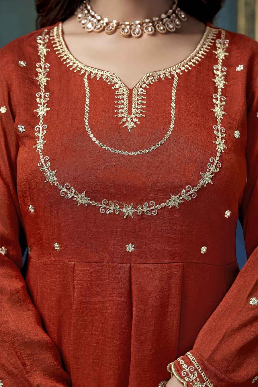 TRENDING VICHITRA SILK EMBROIDERY, SEQUENCE & CODING WORK ANARKALI BOTTOM WITH DUPATTA WEDDING WEAR WHOLESALE PRICE ETHNIC GARMENT (1)