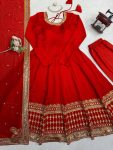 TRENDING VICHITRA SILK THREAD WITH SEQUENCE WORK GOWN BOTTOM WITH DUPATTA FESTIVE WEAR WHOLESALE PRICE ETHNIC GARMENT (1)