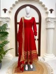 TRENDING VICHITRA SILK THREAD WITH SEQUENCE WORK GOWN BOTTOM WITH DUPATTA FESTIVE WEAR WHOLESALE PRICE ETHNIC GARMENT (1)