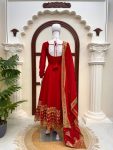 TRENDING VICHITRA SILK THREAD WITH SEQUENCE WORK GOWN BOTTOM WITH DUPATTA FESTIVE WEAR WHOLESALE PRICE ETHNIC GARMENT (1)