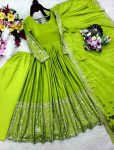 14DESIGNER CHINON SILK EMBROIDERY 5 MM SEQUENCE WITH REAL MIRROR WORK GOWN BOTTOM WITH DUPATTA FESTIVE WEAR WHOLESALE PRICE ETHNIC GARMENT (12)