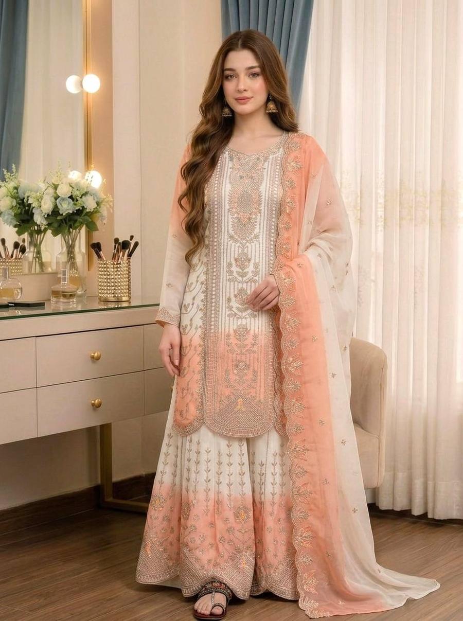 15DESIGNER GEORGETTE EMBROIDERY THREAD WORK TOP PALAZZO WITH DUPATTA FESTIVE WEAR WHOLESALE PRICE ETHNIC GARMENT (9)