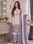 16DESIGNER GEORGETTE EMBROIDERY THREAD WORK TOP PALAZZO WITH DUPATTA FESTIVE WEAR WHOLESALE PRICE ETHNIC GARMENT (12)