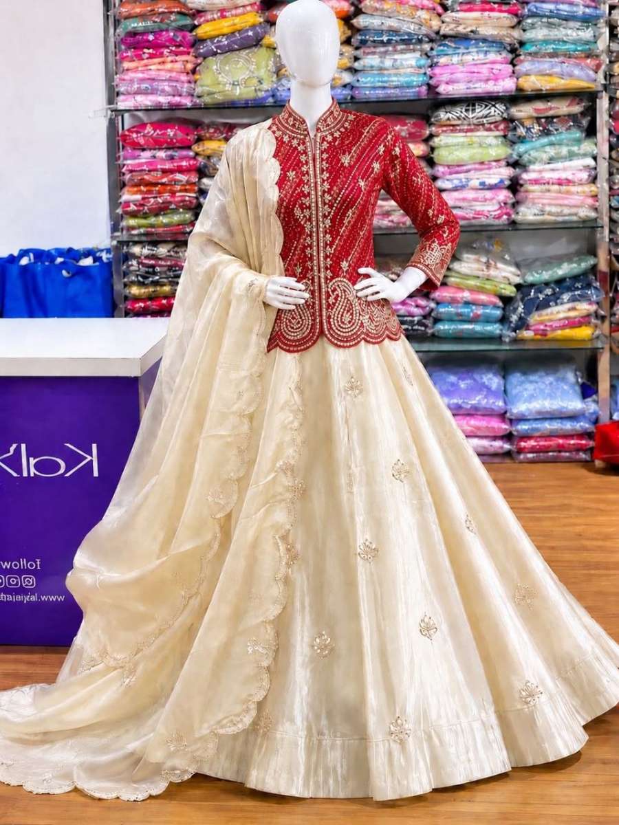 18MODERN SHIMMER EMBROIDERY THREAD & SEQUENCE WORK LEHENGA CHOLI WITH DUPATTA PARTY WEAR WHOLESALE PRICE ETHNIC GARMENT (10)