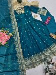 1DESIGNER FENDY SILK EMBROIDERY SEQUENCE WORK GOWN BOTTOM WITH DUPATTA WEDDING WEAR WHOLESALE PRICE ETHNIC GARMENT (27)