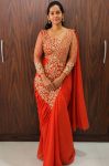 DESIGNER GEORGETTE EMBROIDERY ZARI & SEMI BEADS WORK READY TO WEAR SAREE WITH STITCHED BLOUSE ORANGE
