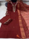 1FABULOUS COTTON BLEND EMBROIDERY SEQUENCE WORK TOP BOTTOM WITH DUPATTA DAILY WEAR WHOLESALE PRICE ETHNIC GARMENT (21)