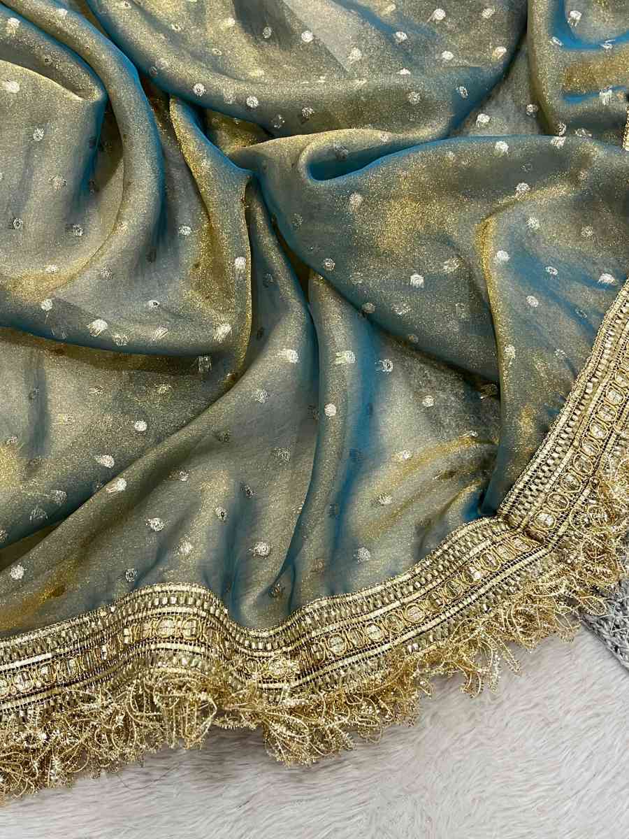 1FABULOUS MOSS SILK JACQUARD BUTTI SAREE WITH UNSTITCHED BLOUSE PARTY WEAR WHOLESALE PRICE ETHNIC GARMENT (14)