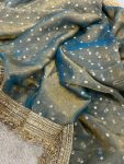 1FABULOUS MOSS SILK JACQUARD BUTTI SAREE WITH UNSTITCHED BLOUSE PARTY WEAR WHOLESALE PRICE ETHNIC GARMENT (16)