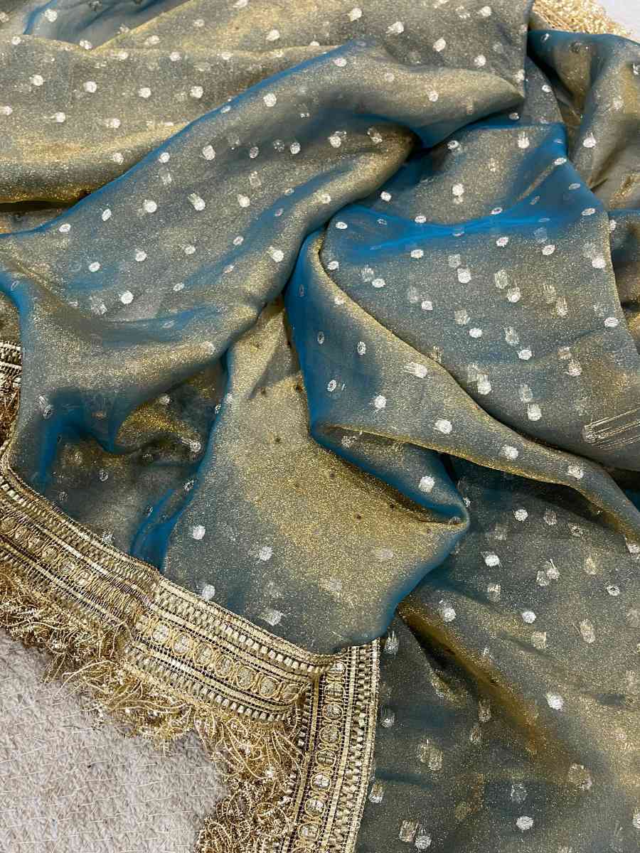 1FABULOUS MOSS SILK JACQUARD BUTTI SAREE WITH UNSTITCHED BLOUSE PARTY WEAR WHOLESALE PRICE ETHNIC GARMENT (15)