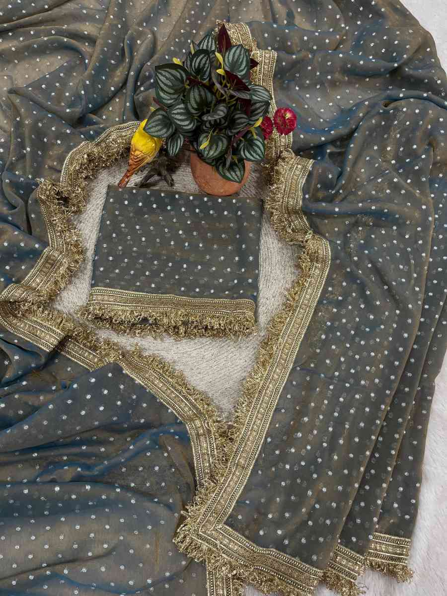 1FABULOUS MOSS SILK JACQUARD BUTTI SAREE WITH UNSTITCHED BLOUSE PARTY WEAR WHOLESALE PRICE ETHNIC GARMENT (16)