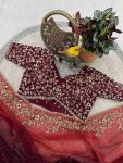1LUXURY FANDY CHIFFON SILK SEQUINS WITH JARI THREAD EMBROIDERY WORK SAREE WITH STITCHED BLOUSE SEASONABLE WEAR WHOLESALE PRICE ETHNIC GARMENT (38)