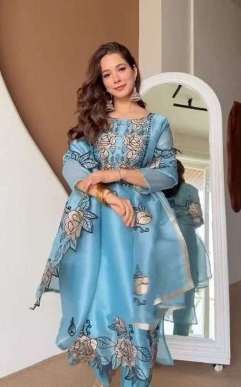 MODERN GMC SILK EMBROIDERY WORK TOP BOTTOM WITH DUPATTA RAMA