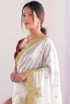 1NEW ARRIVAL FENDY SATTIN MULTI SEQUENCE EMBROIDERY WORK SAREE WITH UNSTITCHED BLOUSE FORMAL WEAR WHOLESALE PRICE ETHNIC GARMENT (11)