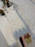 1RICH LOOK MASKA COTTON SILK FANCY BORDER WITH MULTI NEEDLE, SEQUENCE, EMBROIDERY WORK TOP BOTTOM WITH DUPATTA FESTIVE WEAR WHOLESALE PRICE ETHNIC GARMENT (33)