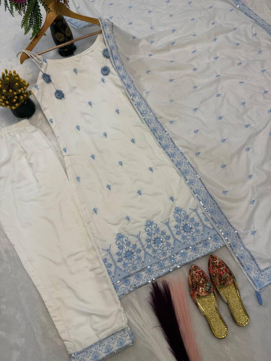 1RICH LOOK MASKA COTTON SILK FANCY BORDER WITH MULTI NEEDLE, SEQUENCE, EMBROIDERY WORK TOP BOTTOM WITH DUPATTA FESTIVE WEAR WHOLESALE PRICE ETHNIC GARMENT (30)