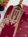 1TRENDING FAUX GEORGETTE EMBROIDERY SEQUENCE WORK TOP PALAZZO WITH DUPATTA FESTIVE WEAR WHOLESALE PRICE ETHNIC GARMENT (3)