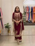 1TRENDING FAUX GEORGETTE EMBROIDERY SEQUENCE WORK TOP PALAZZO WITH DUPATTA FESTIVE WEAR WHOLESALE PRICE ETHNIC GARMENT (3)