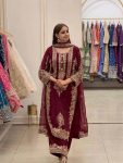 1TRENDING FAUX GEORGETTE EMBROIDERY SEQUENCE WORK TOP PALAZZO WITH DUPATTA FESTIVE WEAR WHOLESALE PRICE ETHNIC GARMENT (3)