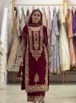 1TRENDING FAUX GEORGETTE EMBROIDERY SEQUENCE WORK TOP PALAZZO WITH DUPATTA FESTIVE WEAR WHOLESALE PRICE ETHNIC GARMENT (3)