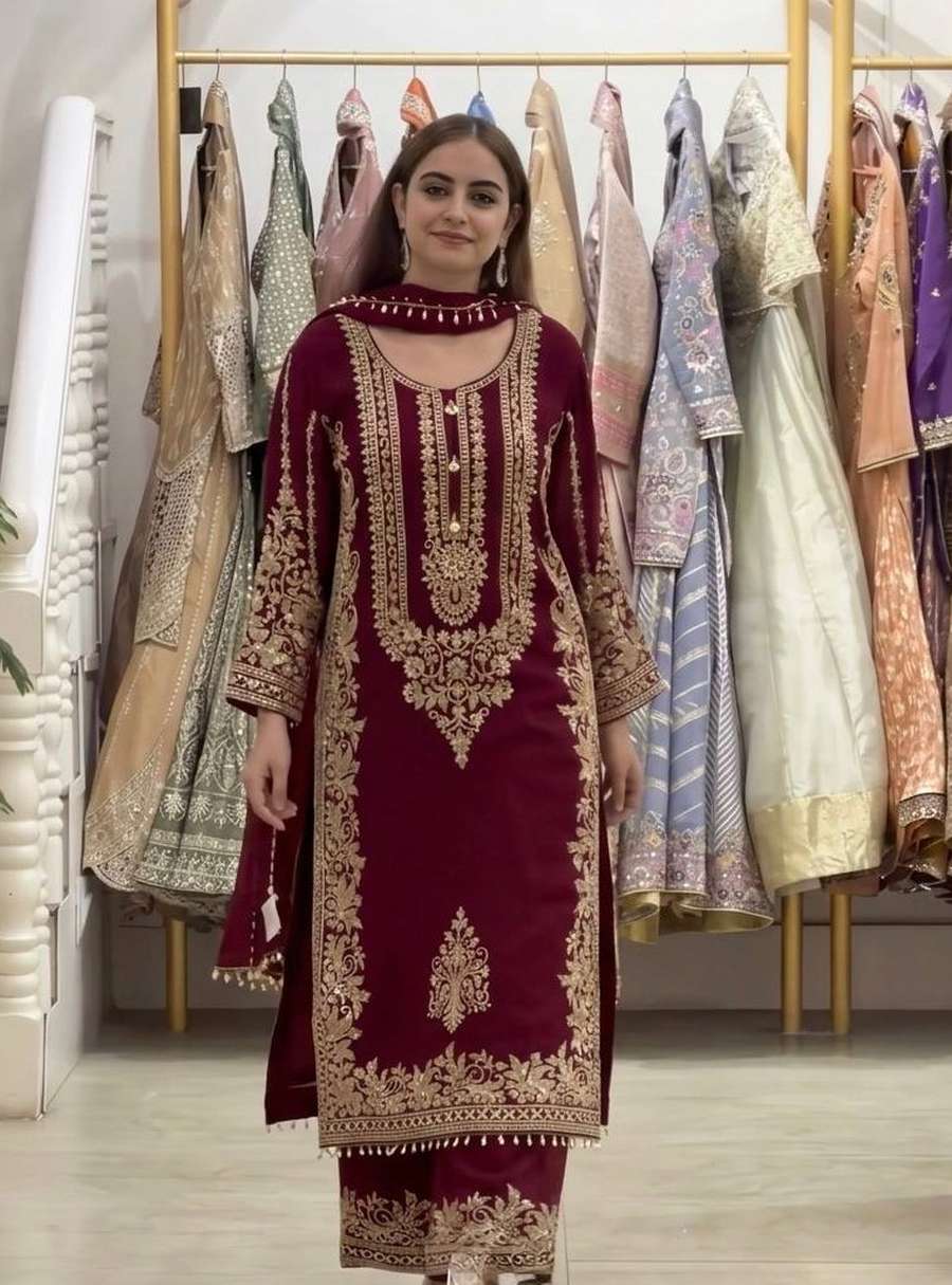 1TRENDING FAUX GEORGETTE EMBROIDERY SEQUENCE WORK TOP PALAZZO WITH DUPATTA FESTIVE WEAR WHOLESALE PRICE ETHNIC GARMENT (6)
