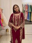 1TRENDING FAUX GEORGETTE EMBROIDERY SEQUENCE WORK TOP PALAZZO WITH DUPATTA FESTIVE WEAR WHOLESALE PRICE ETHNIC GARMENT (3)