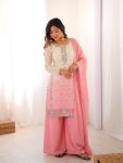 TRENDING GEORGETTE EMBROIDERY-SEQUENCE WORK  TOP PALAZZO WITH DUPATTA BABY PINK