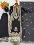 23TRENDING FAUX GEORGETTE EMBROIDERY SEQUENCE WORK TOP PALAZZO WITH DUPATTA FESTIVE WEAR WHOLESALE PRICE ETHNIC GARMENT (24)