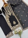 23TRENDING FAUX GEORGETTE EMBROIDERY SEQUENCE WORK TOP PALAZZO WITH DUPATTA FESTIVE WEAR WHOLESALE PRICE ETHNIC GARMENT (24)