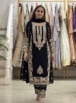 23TRENDING FAUX GEORGETTE EMBROIDERY SEQUENCE WORK TOP PALAZZO WITH DUPATTA FESTIVE WEAR WHOLESALE PRICE ETHNIC GARMENT (24)