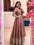 25LATEST CRUNCHY SILK EMBROIDERY SEQUENCE WORK GOWN BOTTOM WITH DUPATTA FESTIVE WEAR WHOLESALE PRICE ETHNIC GARMENT (9)