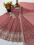 25LATEST CRUNCHY SILK EMBROIDERY SEQUENCE WORK GOWN BOTTOM WITH DUPATTA FESTIVE WEAR WHOLESALE PRICE ETHNIC GARMENT (9)