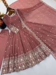25LATEST CRUNCHY SILK EMBROIDERY SEQUENCE WORK GOWN BOTTOM WITH DUPATTA FESTIVE WEAR WHOLESALE PRICE ETHNIC GARMENT (9)