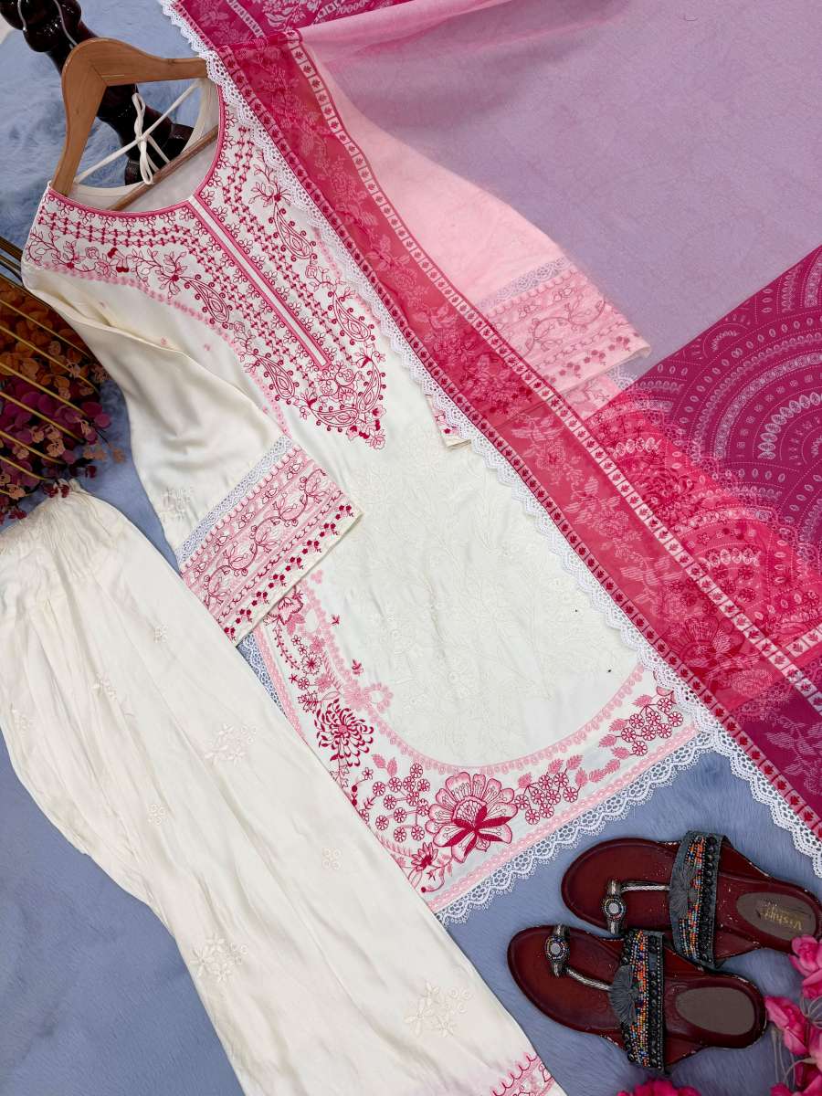 26RICH LOOK SATIN RAYON EMBROIDERY WORK WITH FANCY GPU LACE BORDER WORK TOP PATIYALA WITH DUPATTA FESTIVE WEAR WHOLESALE PRICE ETHNIC GARMENT (15)