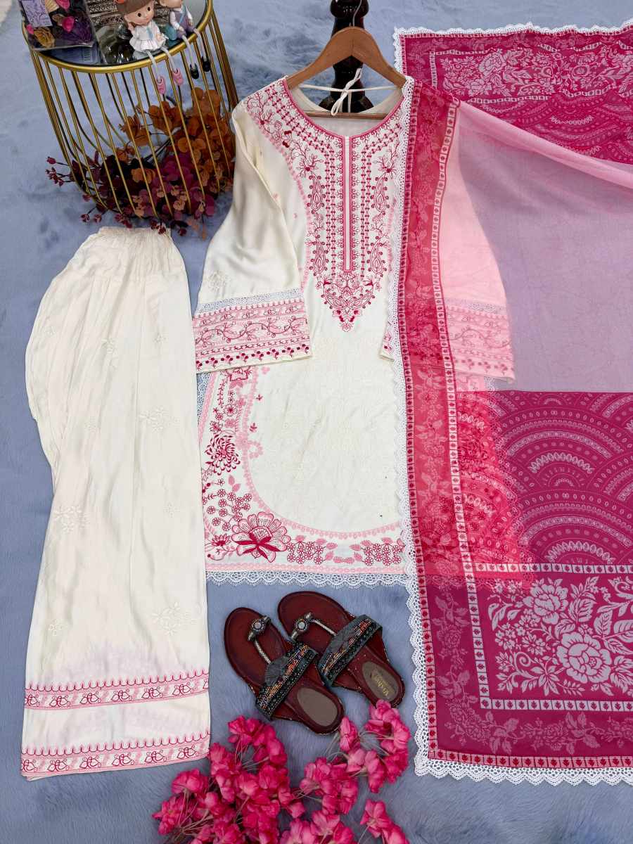26RICH LOOK SATIN RAYON EMBROIDERY WORK WITH FANCY GPU LACE BORDER WORK TOP PATIYALA WITH DUPATTA FESTIVE WEAR WHOLESALE PRICE ETHNIC GARMENT (21)