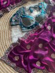 2FABULOUS FANDY SATIN SILK EMBROIDERY ZARI AND 3MM SEQUENCE WORK SAREE WITH STITCHED BLOUSE WEDDING WEAR WHOLESALE PRICE ETHNIC GARMENT (17)