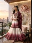 2FANCY DUAL TONE STAR GEORGETTE EMBROIDERY THREAD WORK TOP PALAZZO WITH DUPATTA FESTIVE WEAR WHOLESALE PRICE ETHNIC GARMENT (3)